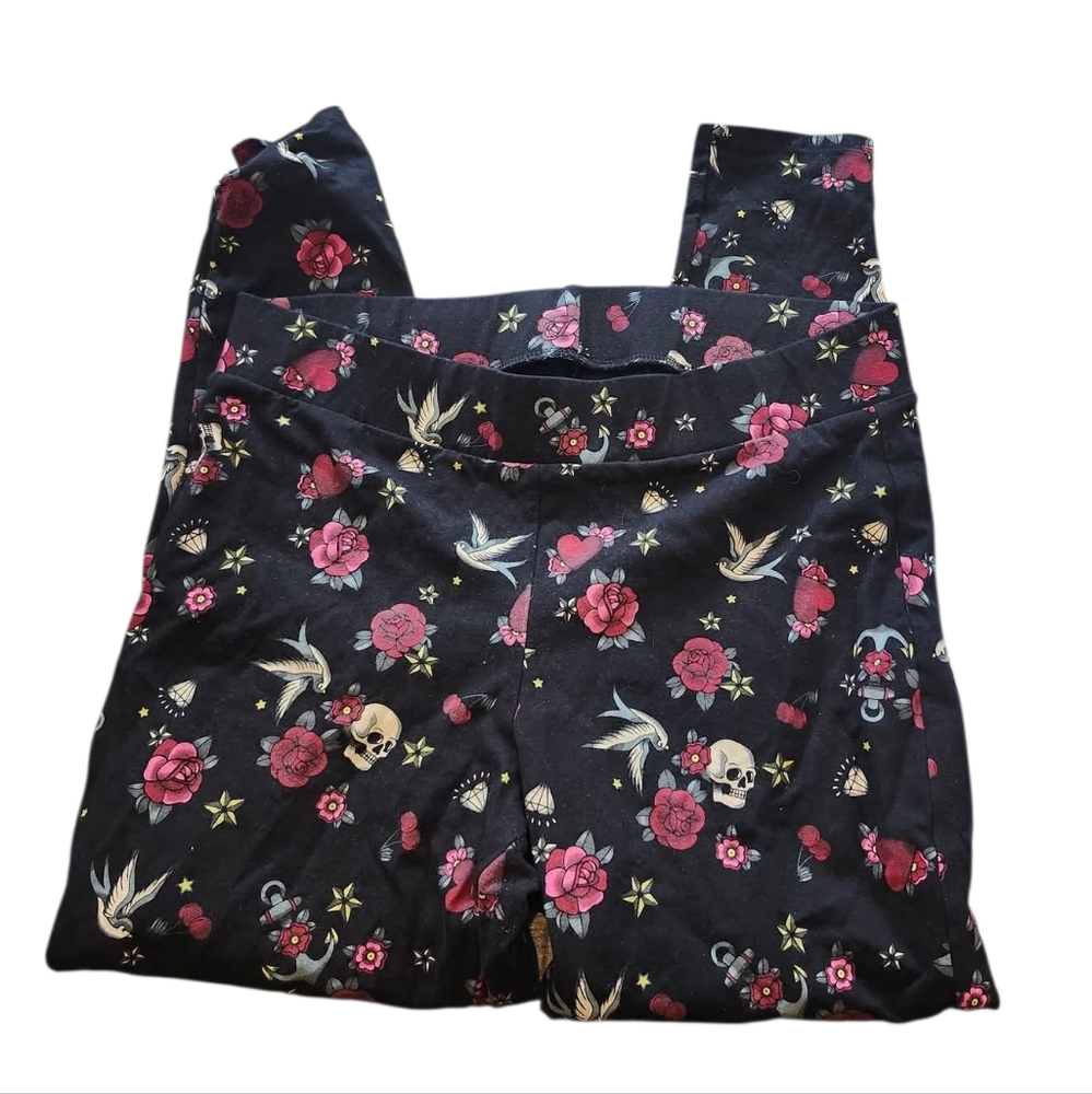 Torrid Floral and Skull Print Black Leggings